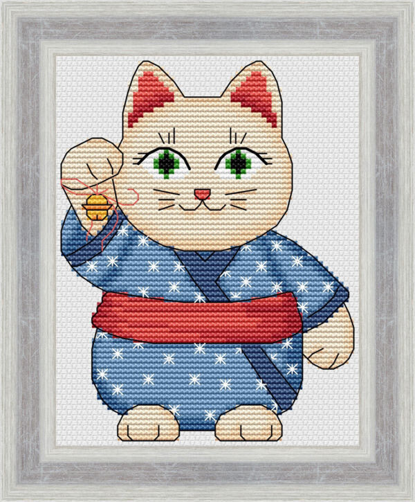 Набор для вышивания крестиком ЧУДО-ХОЛСТ "Кошка с колокольчиком"  10,7х13,7 см