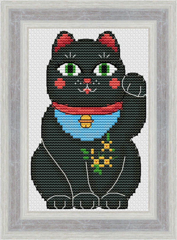 Набор для вышивания крестиком ЧУДО-ХОЛСТ "Чёрный котик"  8,3х12,7 см
