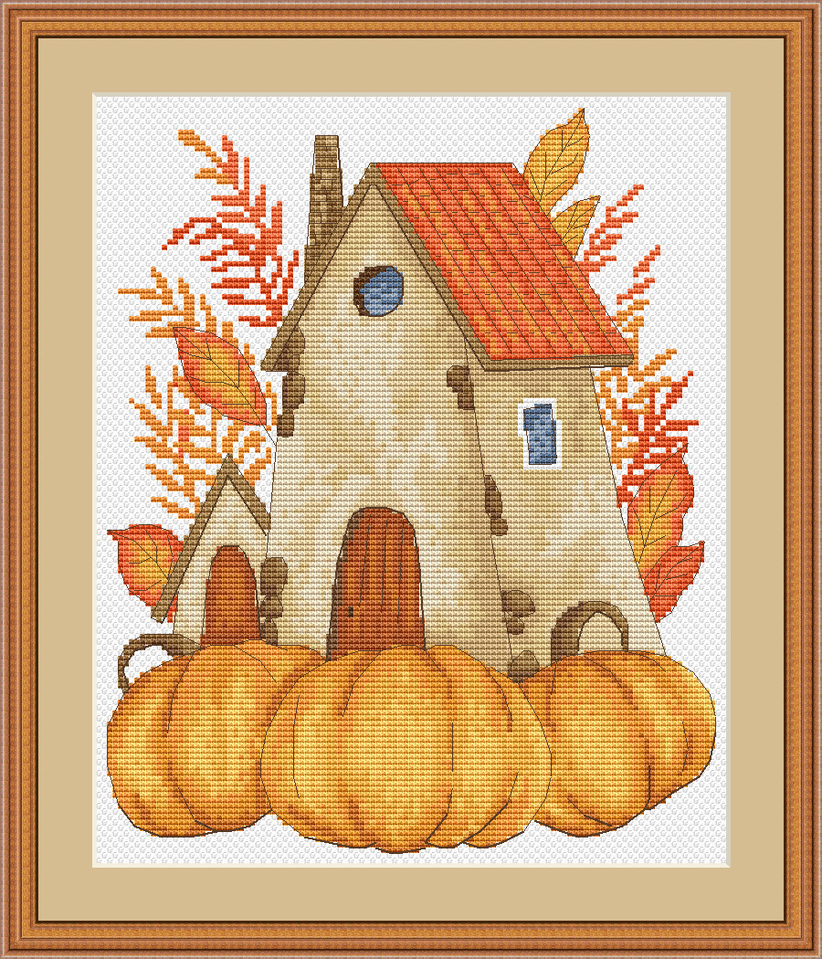 Набор для вышивания крестиком ЧУДО-ХОЛСТ "Осенний домик"  21,1х24,6 см