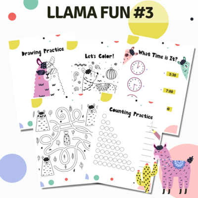 Llama Fun Activities Set 3 Circles Llama Fun Activities Set 3 Circles