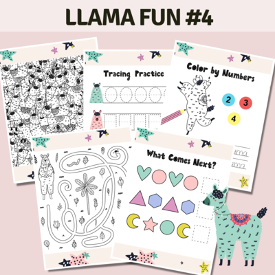 Llama Fun Activities Set 4 Stars Llama Fun Activities Set 4 Stars