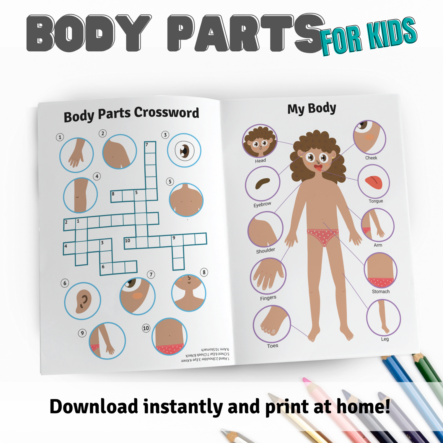 Body Parts Activities for Kids Bundle (Medium Skin Tone)
