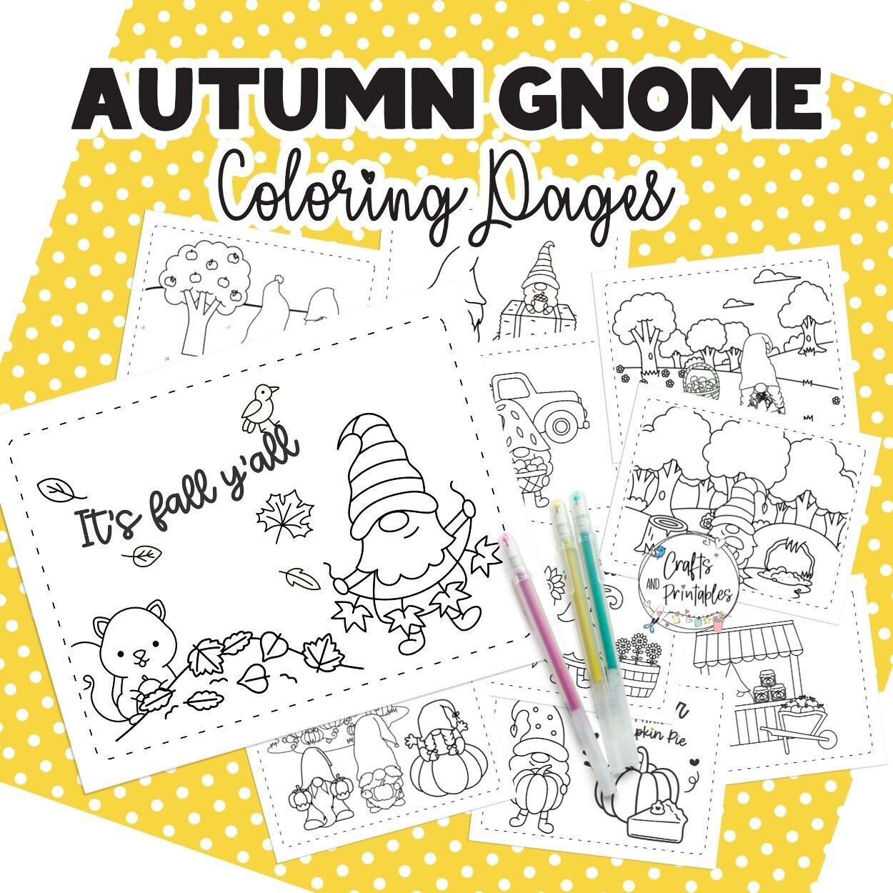 Autumn Gnomes Free Coloring Pages