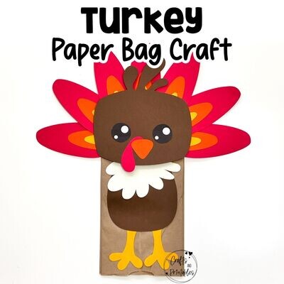 Free Paper Bag Turkey Craft for Kids Pattern Template