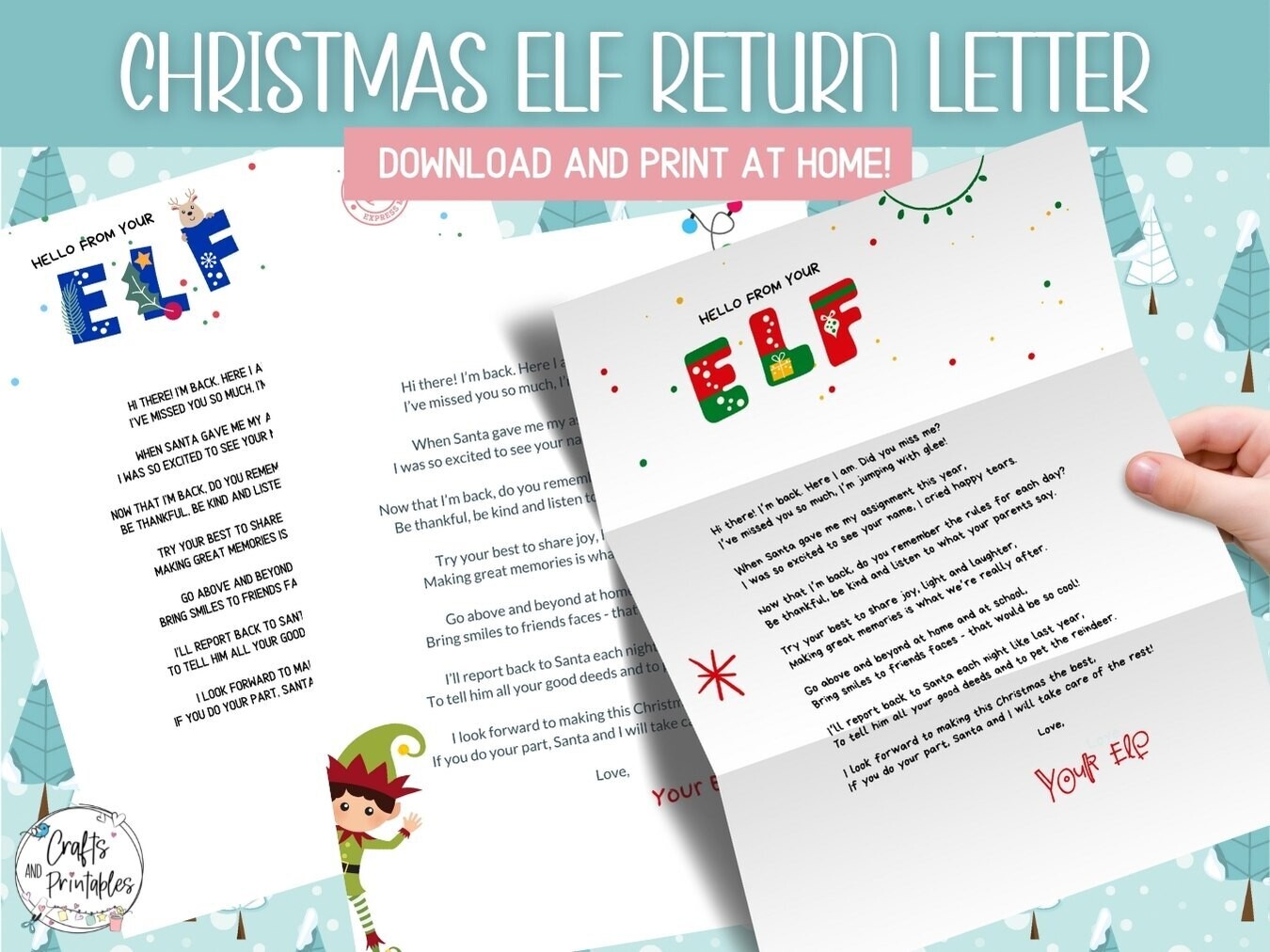 Christmas Elf Return Letters Printable