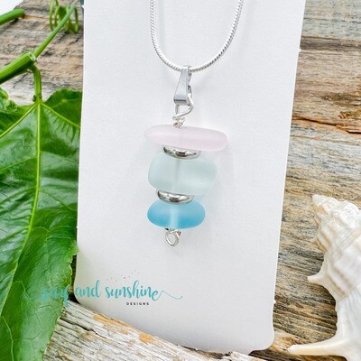 Stacked Sea Glass Pendant Necklace