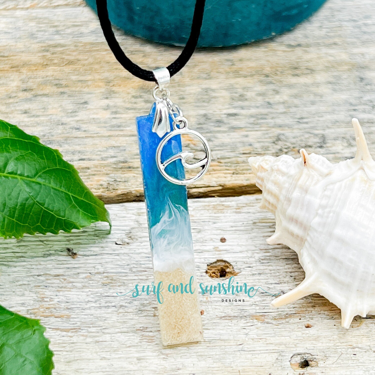 Bar Pendant Beach Necklace with Real Sand