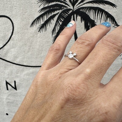 Mouse Ring - CZ Diamond + 925 Sterling Silver