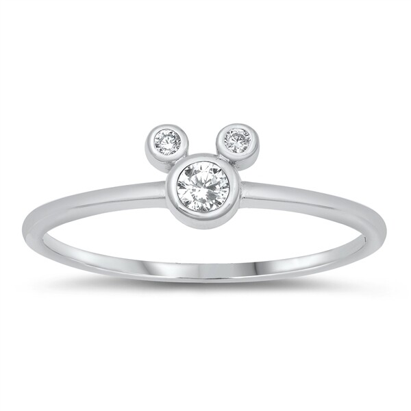 Mouse Ring - CZ Diamond + 925 Sterling Silver
