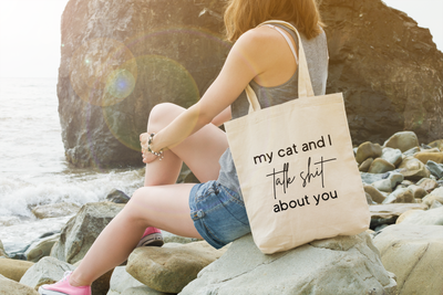 My Cat and I Talk Sh!t About You Canvas Tote Bag