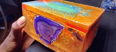 Resin box with Agate Stones