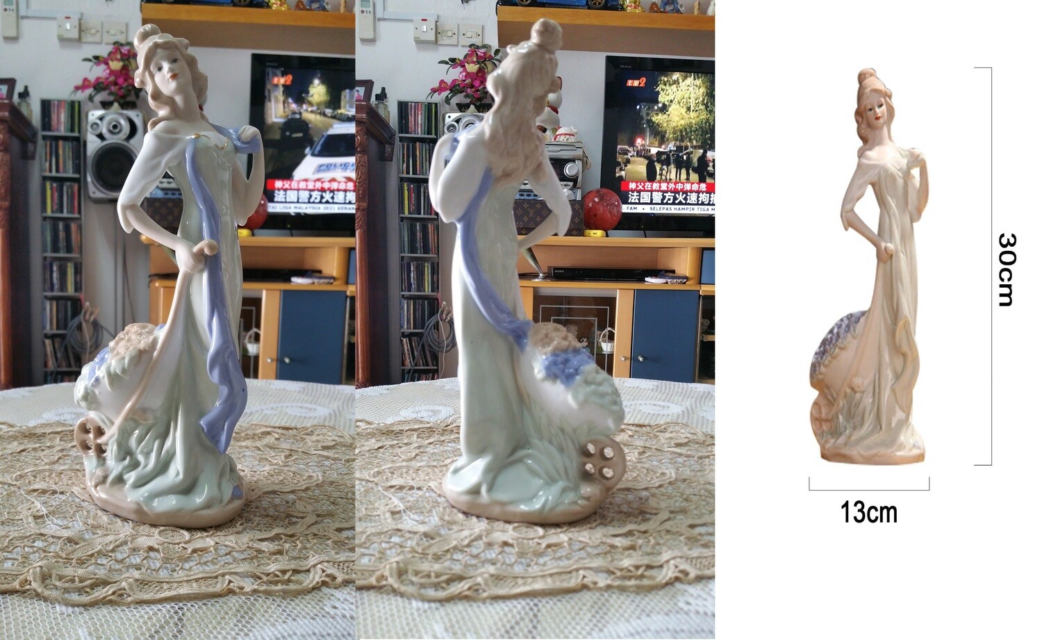 LKXHarleya Beautiful Woman Statue Ceramic Lady Figurine Female Statue Ornament, 21-033