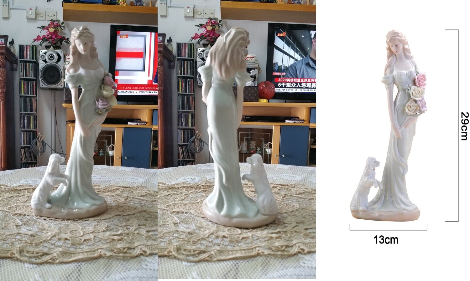 LKXHarleya Beautiful Woman Statue Ceramic Lady Figurine Female Statue Ornament, 14-034