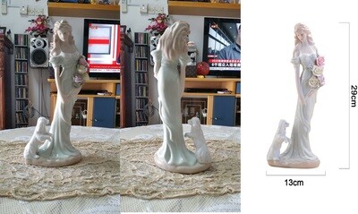LKXHarleya Beautiful Woman Statue Ceramic Lady Figurine Female Statue Ornament, 14-034