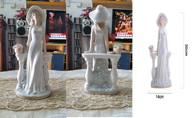 LKXHarleya Beautiful Woman Statue Ceramic Lady Figurine Female Statue Ornament, 05-002