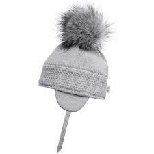 SATILA GREY DAISY SINGLE FUR POM HAT 1817G