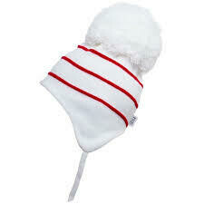 SATILA WHITE AND RED BOBBY POM POM HAT 2912