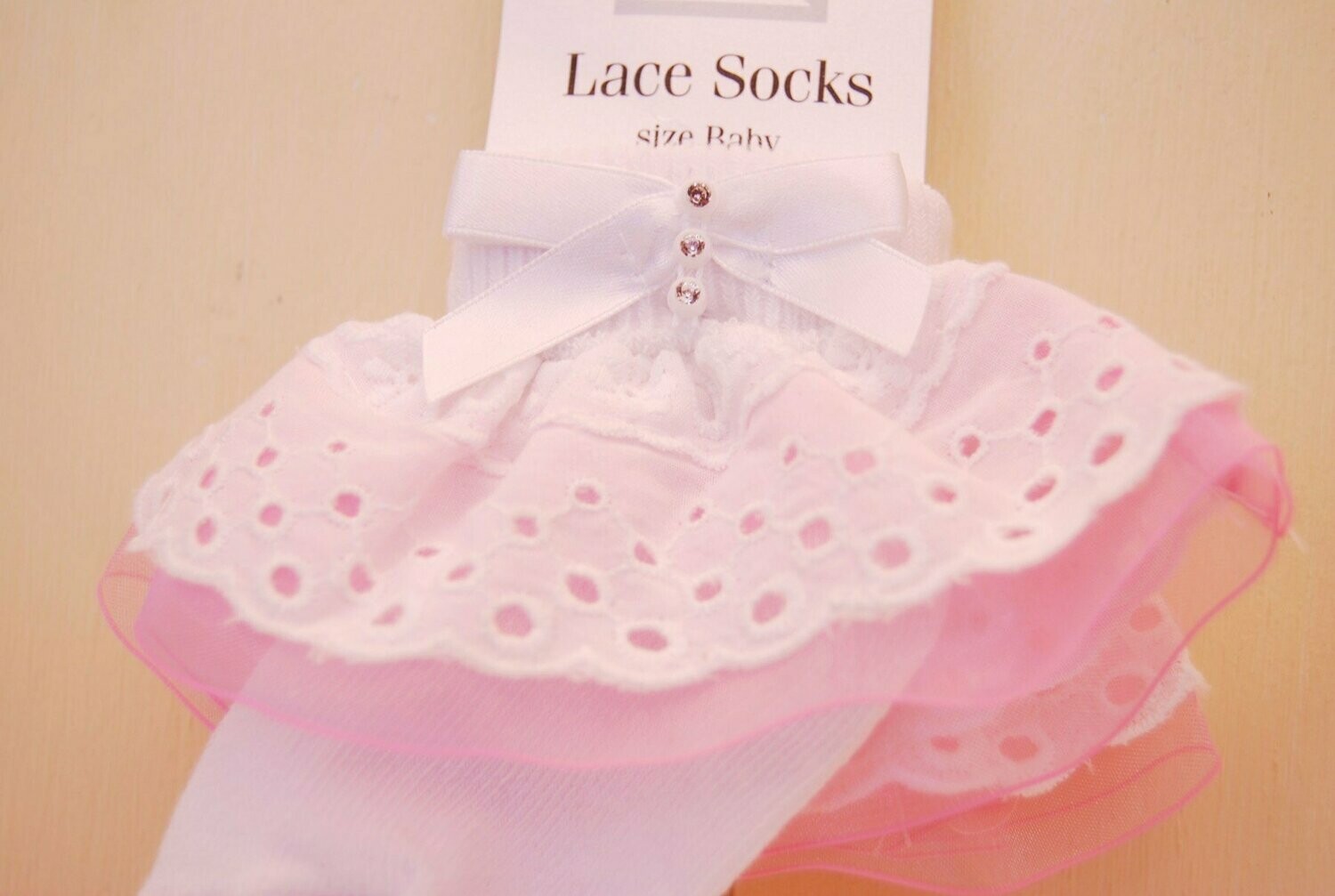 PEX JANE WHITE AND PINK LACE ANKLE SOCK