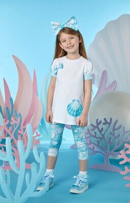 A DEE 'ONYX' TURQUOISE & WHITE LEGGING SET 4523