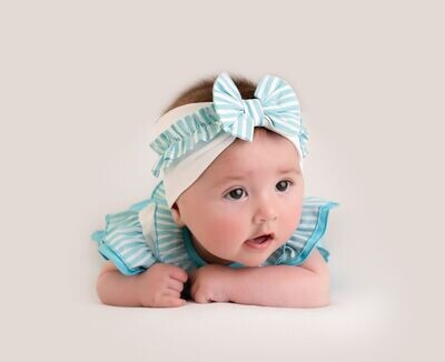 LITTLE A 'KELLY' WHITE & TURQUOISE SOFT HEADBAND 4211