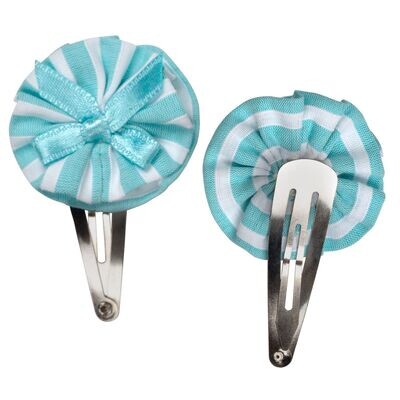 LITTLE A 'KARIS' WHITE & TURQUOISE HAIR CLIPS 4212