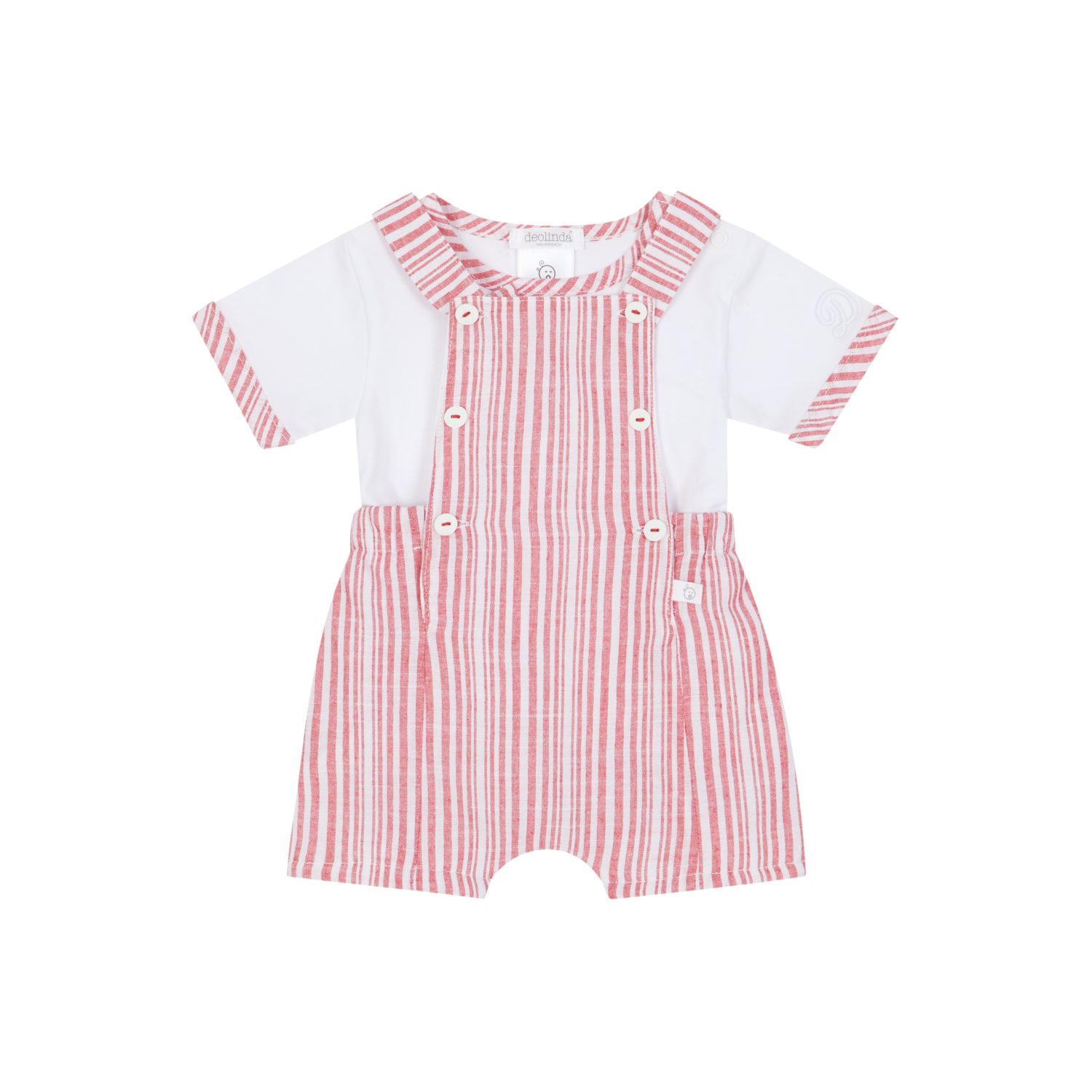 DEOLINDA 'MEXICO' RED AND WHITE STRIPE SHORT DUNGAREE SET 4601