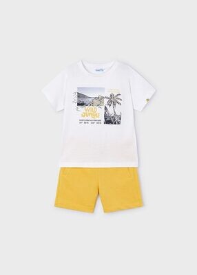 MAYORAL YELLOW AND WHITE SOFT SHORT SET 3605