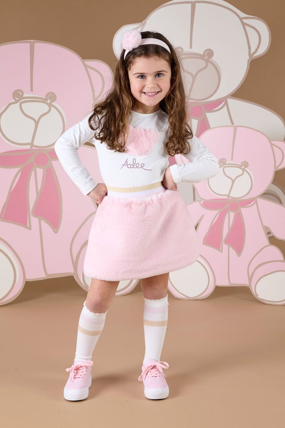 A DEE 'SISI' PINK FAUX FUR SKIRT SET 3530