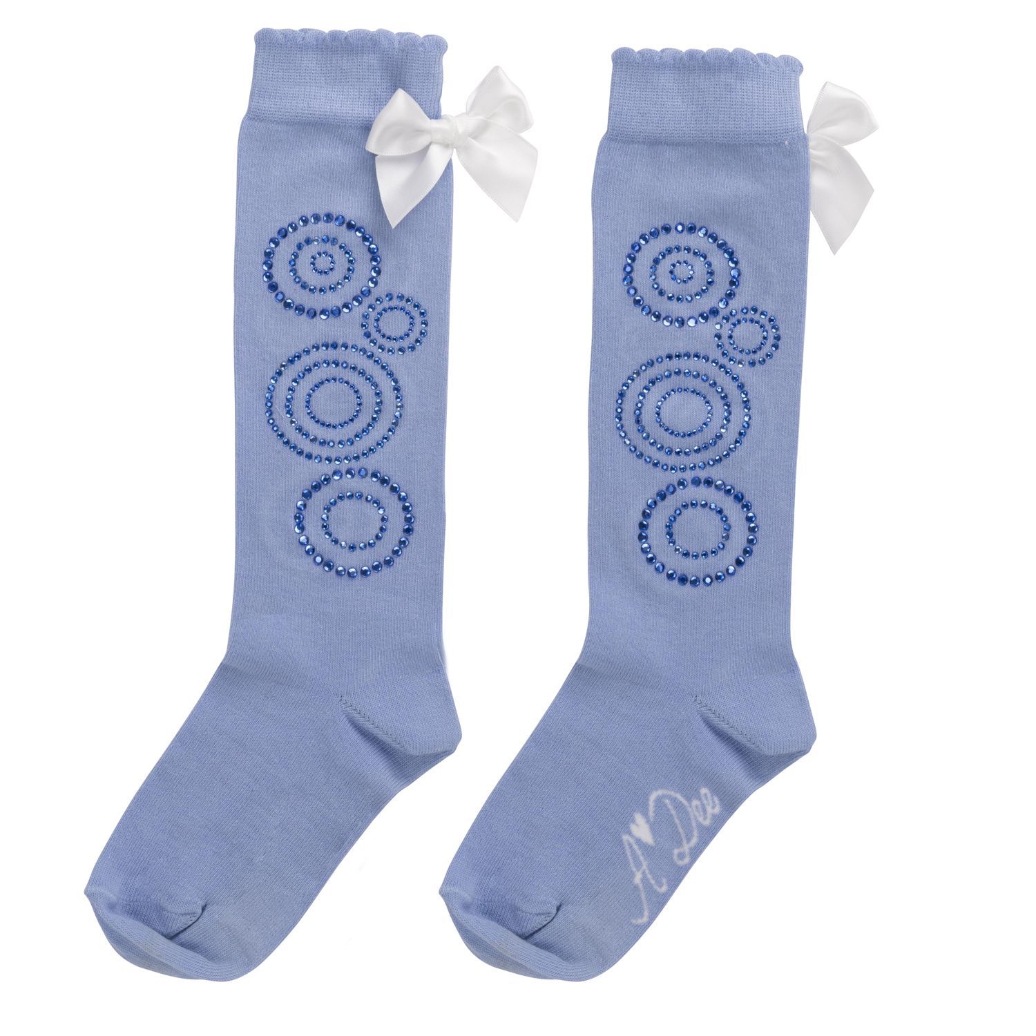 ADEE 'PERRIE' ICE BLUE DIAMONTE KNEE HIGH SOCKS 1902