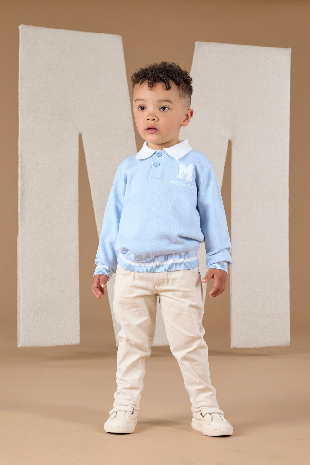 MITCH & SON 'ANDRE' PALE BLUE KNITTED POLO TOP 4411