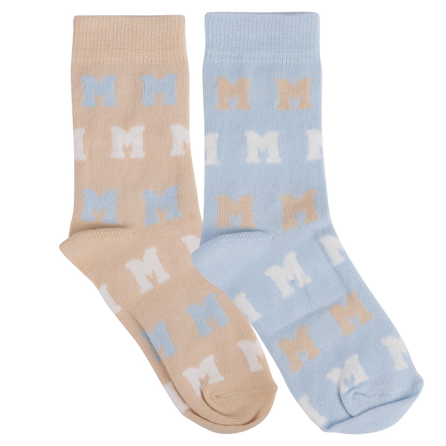 MITCH & SON 'ANWAR' TWO PACK BLUE & BEIGE SOCKS 4416