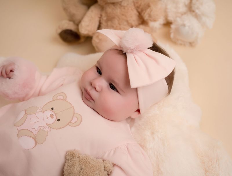 LITTLE A 'GABY' FAUX FUR POM AND BOW HEADBAND 4315