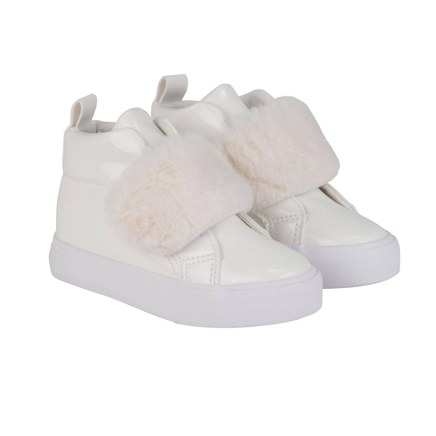 LITTLE A 'FUREVER' WHITE FAUX FUR STRAP HIGH TOP 4511