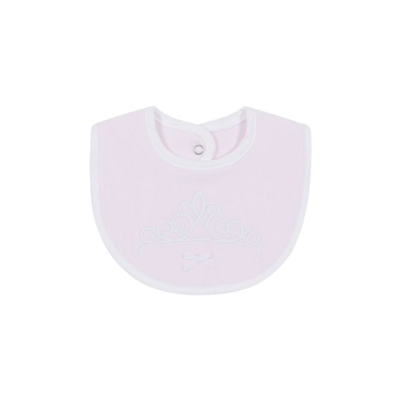 DEOLINDA 'PRINCESS CROWN' EMBROIDERED PINK VELOUR BIB DEO1038