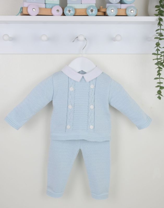 PEX 'CLYDE' PALE BLUE FINE KNIT TROUSER SET PEXCLYDE