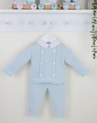 PEX 'CLYDE' PALE BLUE FINE KNIT TROUSER SET PEXCLYDE
