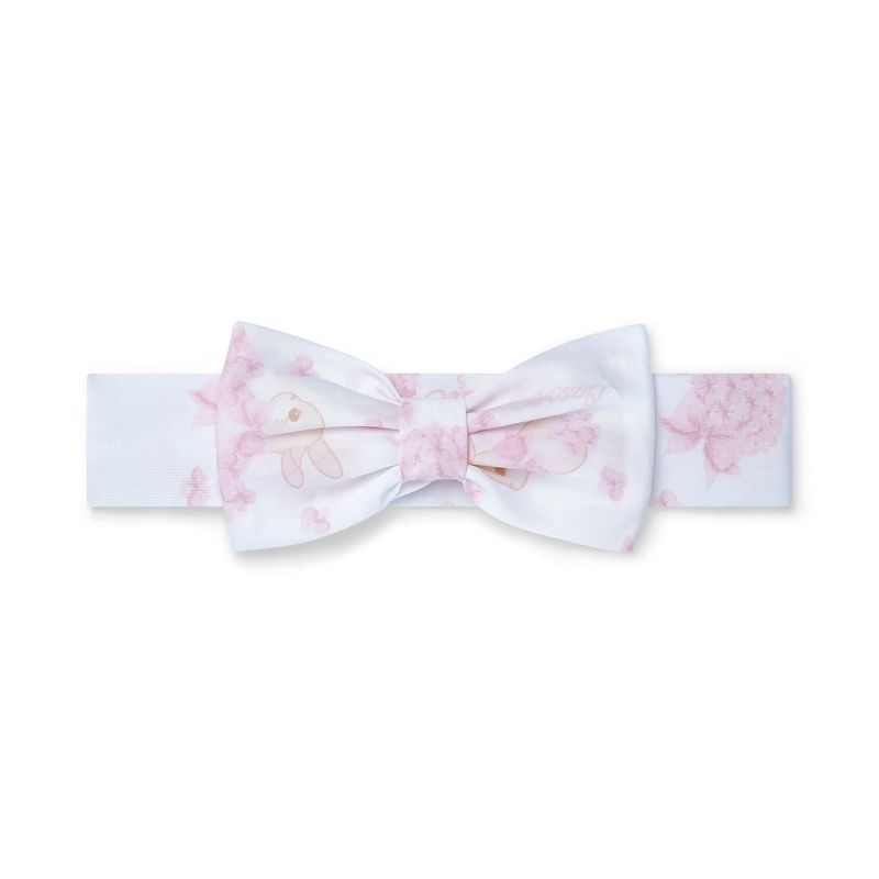 LITTLE A "AVA" WHITE AND PINK PRINT BOW HEADBAND LA5113