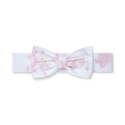 LITTLE A "AVA" WHITE AND PINK PRINT BOW HEADBAND LA5113