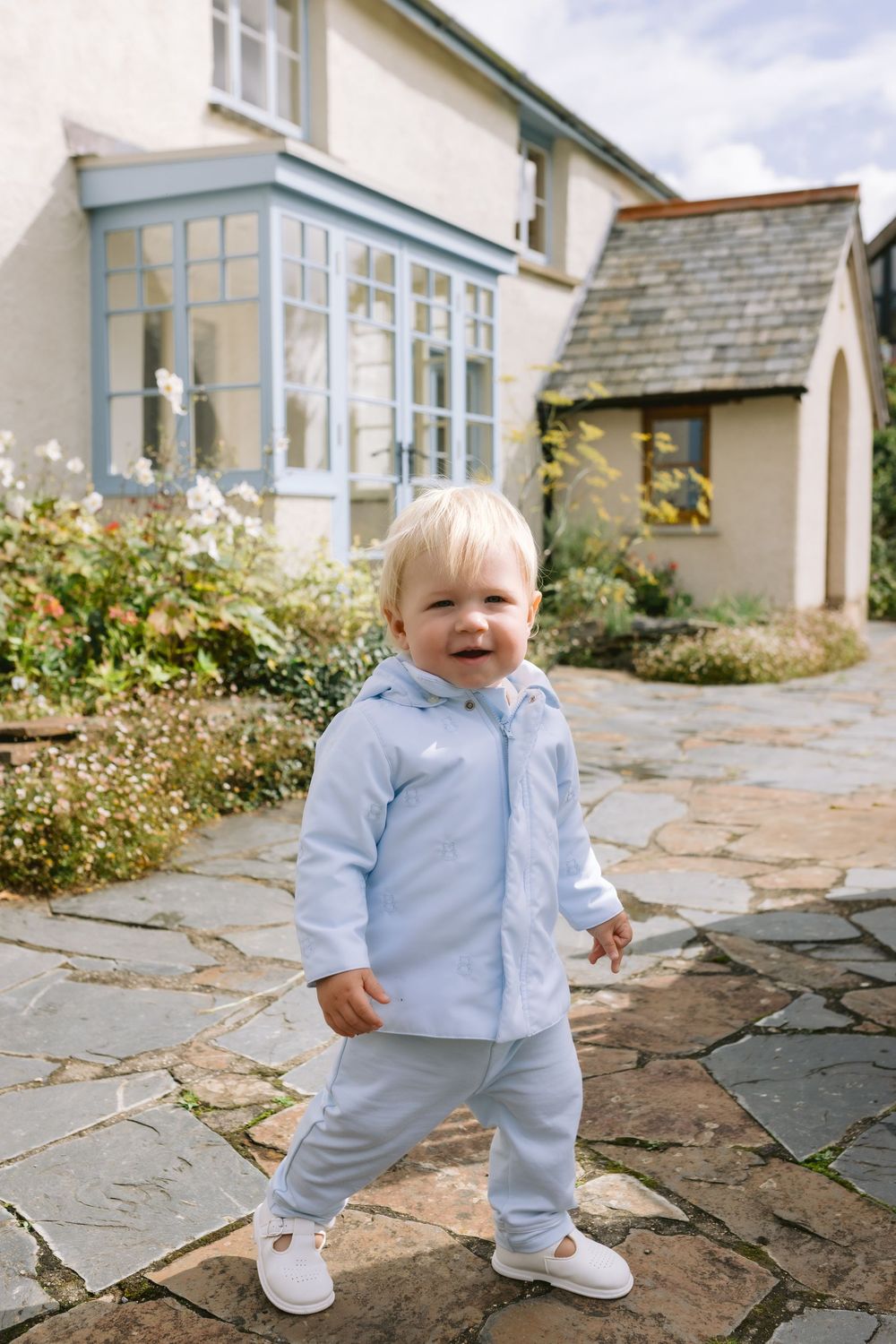 EMILE ET ROSE 'JOEY' PALE BLUE EMBOSSED JACKET WITH HOOD ER9333