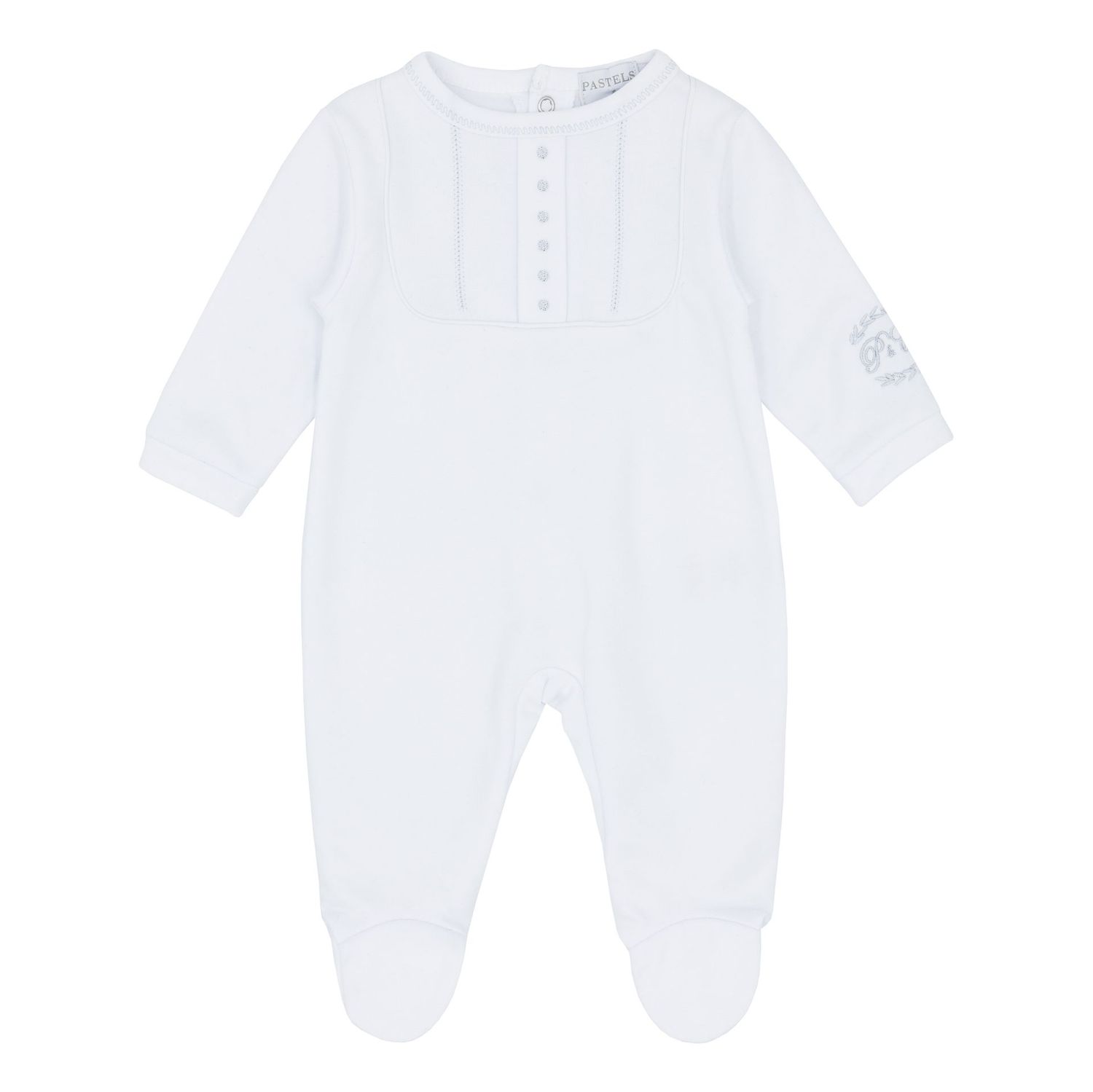 PASTELS & CO "ASHER' WHITE UNISEX ALL-IN-ONE WITH FEET PAS102A