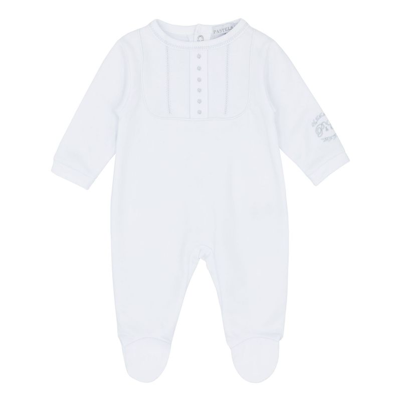 PASTELS & CO "ASHER' WHITE UNISEX ALL-IN-ONE WITH FEET PAS102A