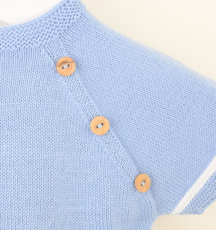 CASPER PALE BLUE & WHITE FINE KNIT SHORT SET PEX522