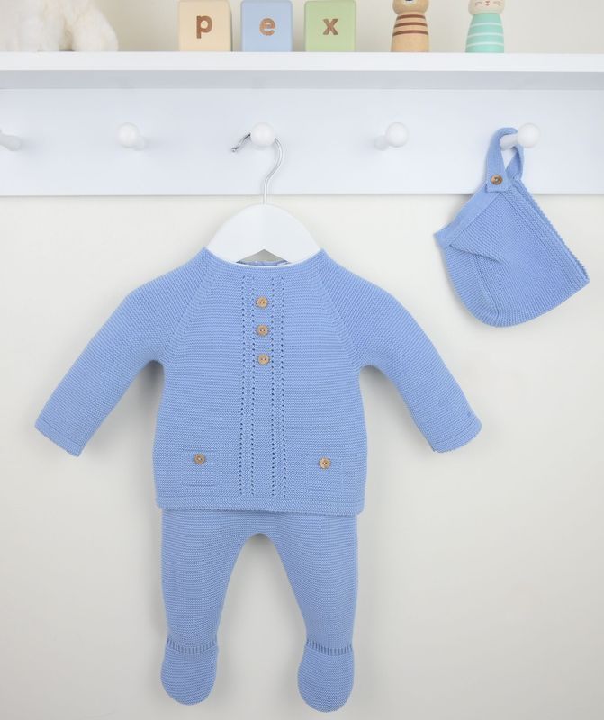 PEX 'PATRICK' PALE BLUE KNIT THREE PIECE SET 2205