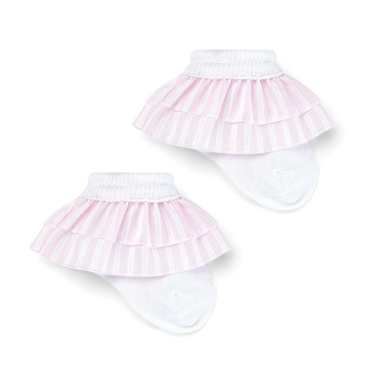 LITTLE A "ANNABELL" PINK  STRIPE SEERSUCKER ANKLE SOCK LA5112P