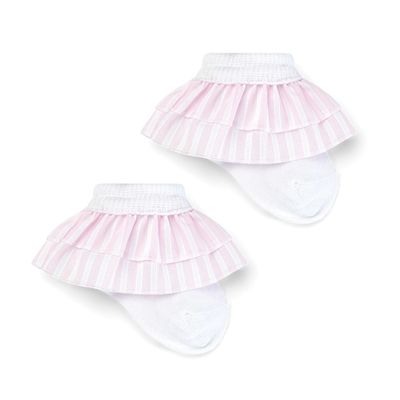 LITTLE A "ANNABELL" PINK  STRIPE SEERSUCKER ANKLE SOCK LA5112P