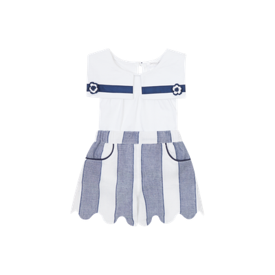 DEOLINDA 'NAUTICAL' NAVY & WHITE STRIPE GIRLS SHORT SET DEO5824