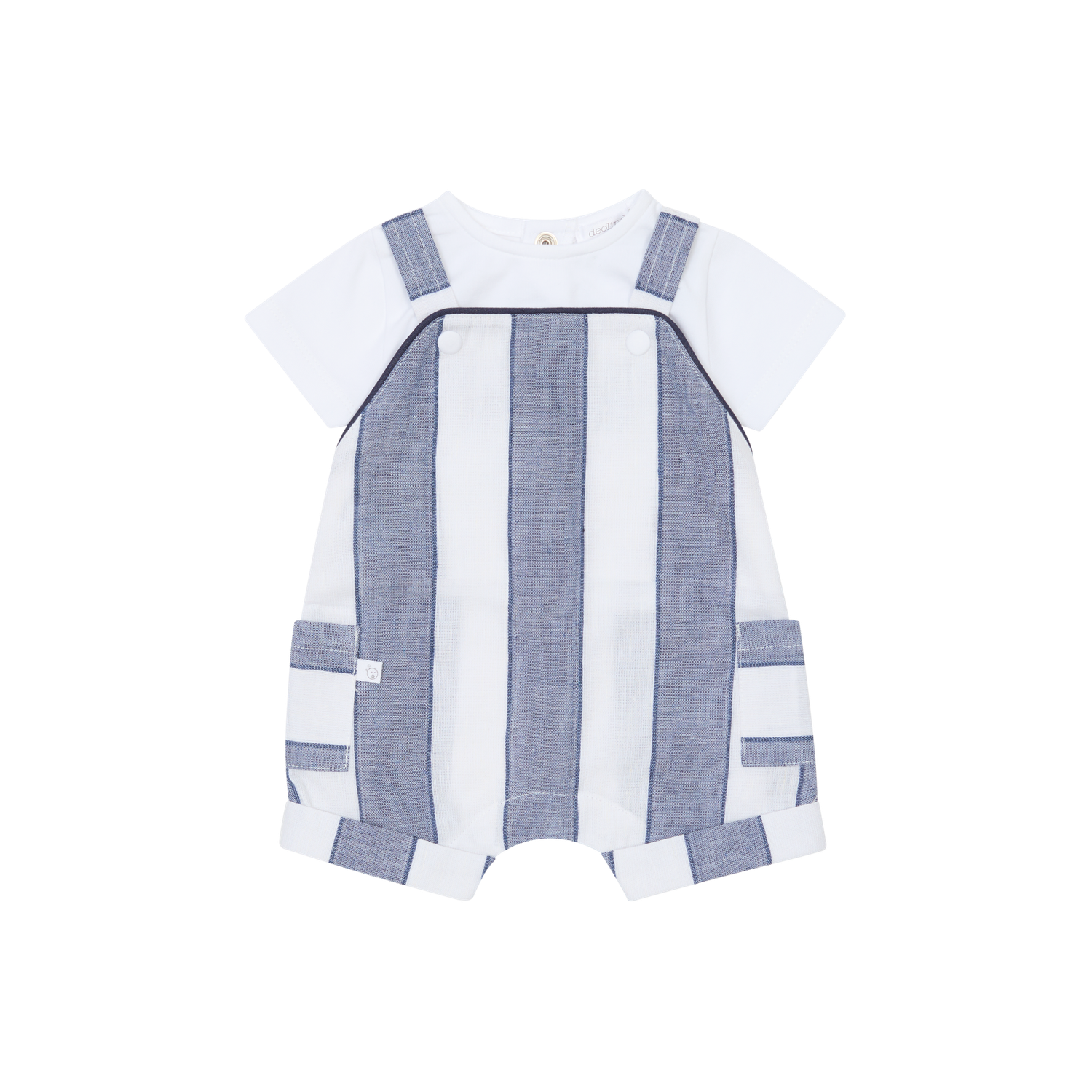 DEOLINDA 'NAUTICAL' SMART NAVY & WHITE STRIPE DUNGAREE SET DEO5604