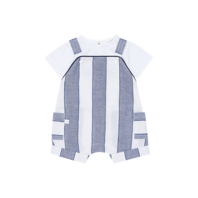 DEOLINDA 'NAUTICAL' SMART NAVY & WHITE STRIPE DUNGAREE SET DEO5604