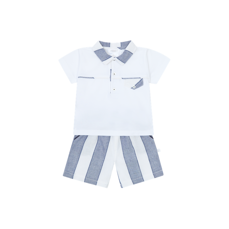 DEOLINDA 'NAUTICAL' SMART NAVY & WHITE STRIPE SHORT SET DEO5823