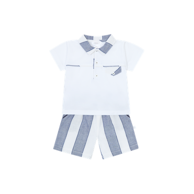 DEOLINDA 'NAUTICAL' SMART NAVY & WHITE STRIPE SHORT SET DEO5823